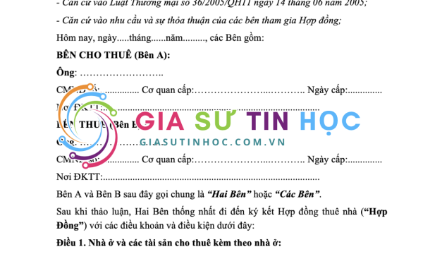 Mẫu Hợp Đồng Thuê Nhà Chuẩn 2026 – Tải Miễn Phí, Cập Nhật Mới Nhất
