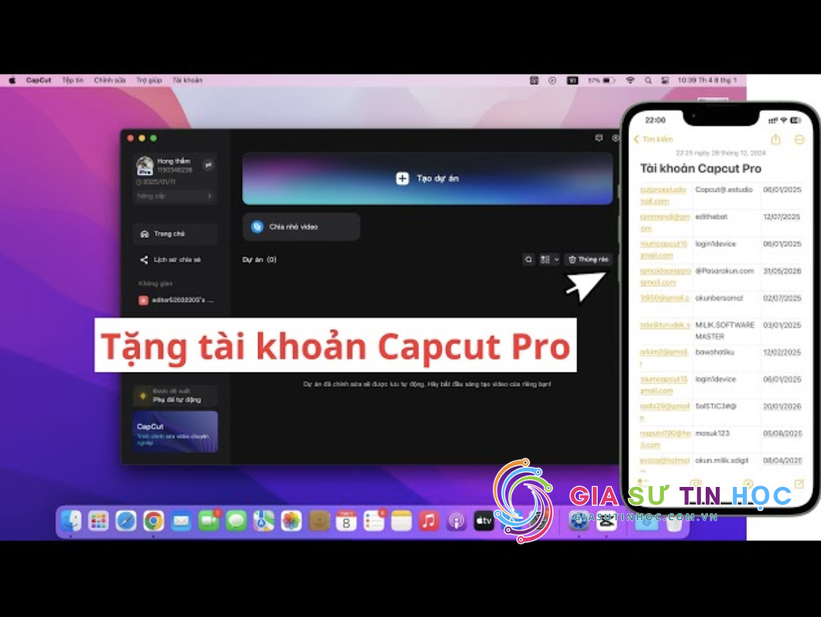 Nhận Tài Khoản CapCut Pro Miễn Phí Tại giasutinhoc.com.vn